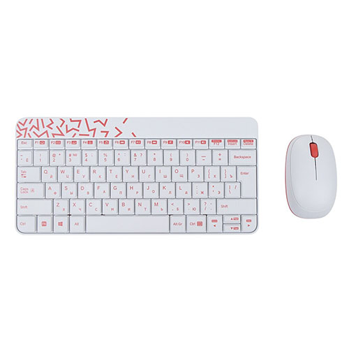 Klaviatura və mouse dəsti Logitech MK240 Wireless Combo Nano – WHITE / VIVID RED