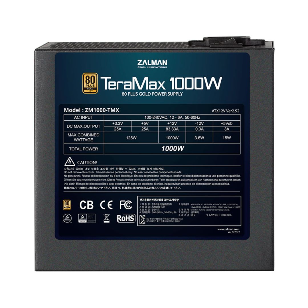 POWER SUPPLY ZALMAN TERAMAX 1000W 80PLUS