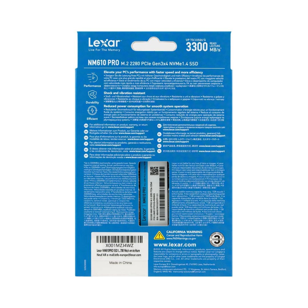 M2 SSD 500GB LEXAR NM610 PRO NVME