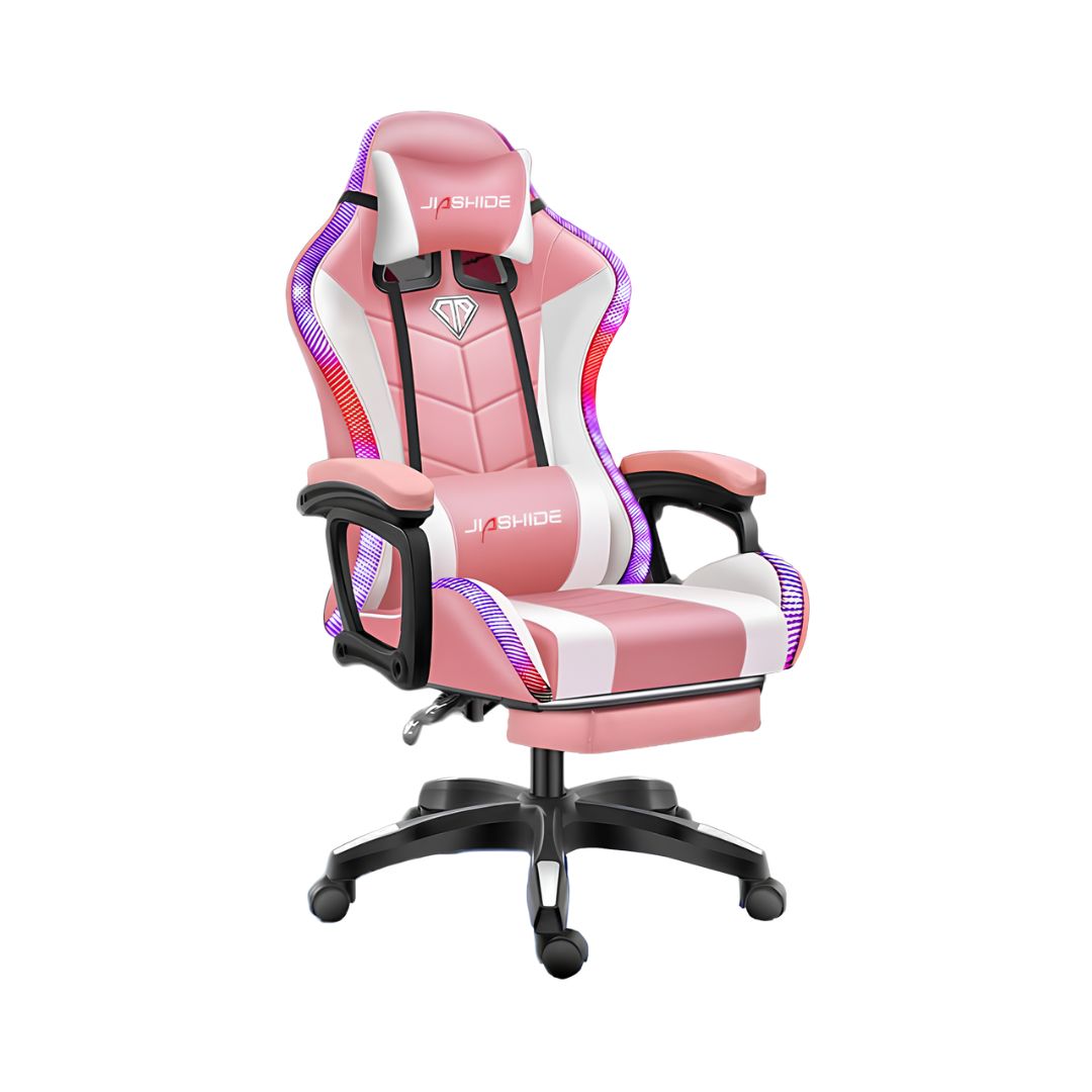 Gaming Kreslo JIASHIDE Çəhrayı (LED işıqlandırma / səs sistemi) – Oyunçu Kreslosu (JSH-GC011-PINK)