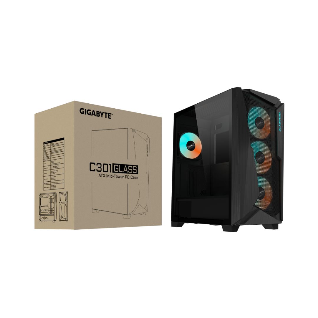 GIGABYTE C301 GLASS BLACK KOMPÜTER KORPUSU (GB-C301G)