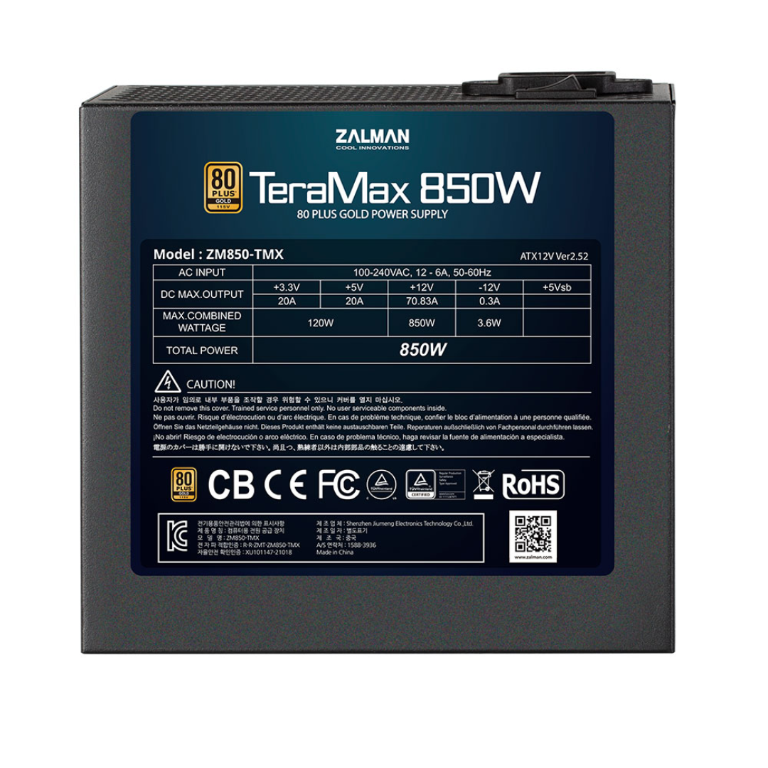 ZALMAN TERAMAX 850W GOLD 80 PLUS POWER SUPPLY