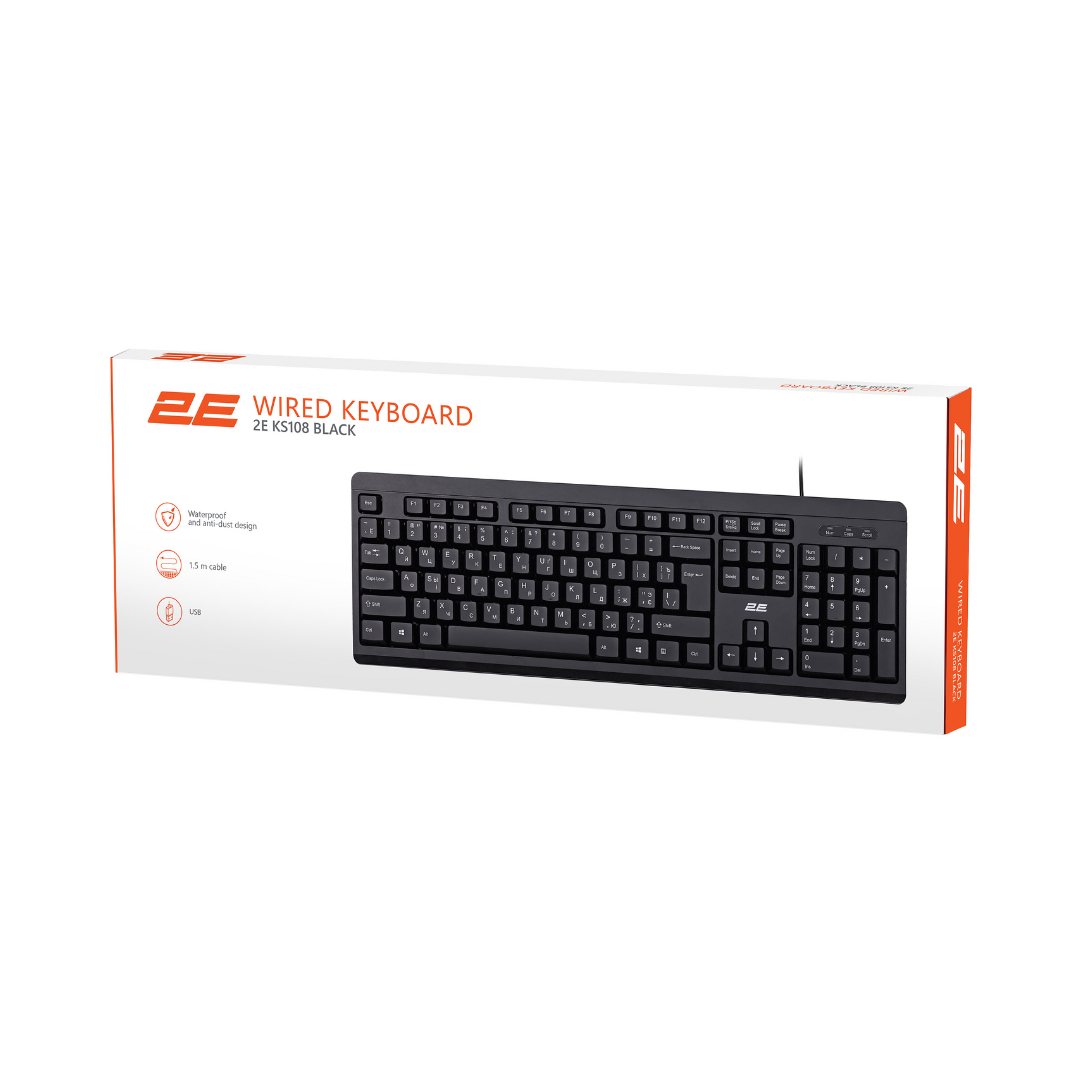 KLAVİATURA 2E KS108 USB BLACK (2E-KS108UB)